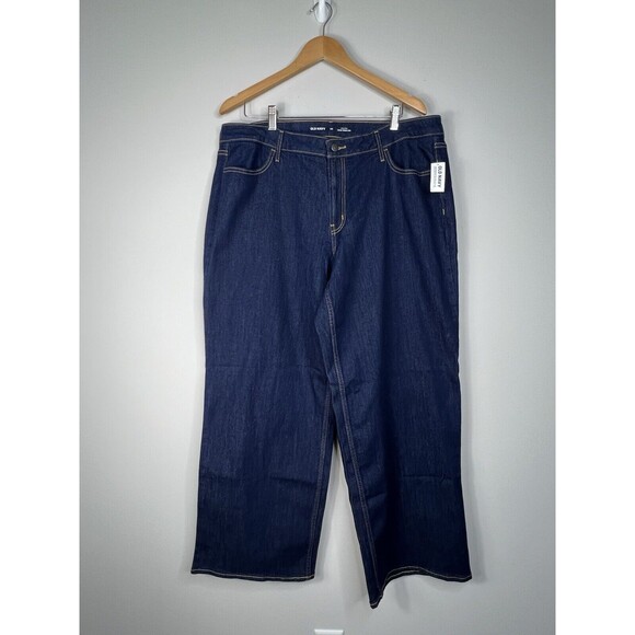 NWT Old Navy WOW Wide Leg Jeans Womens Sz 20 Blue Dark Wash High Rise - Picture 2 of 7